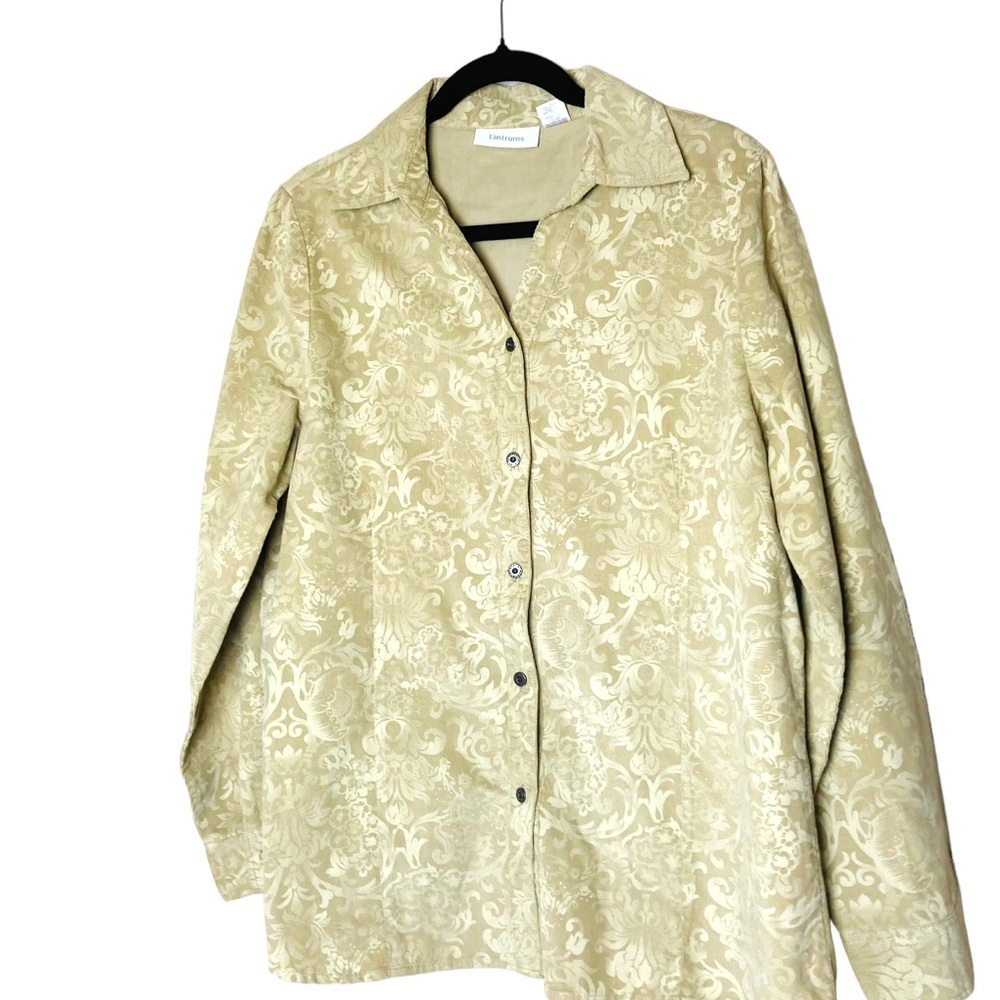 Tantrums Shacket Light tan with Paisley Embossed Pattern Cordoroy Size L…‎
